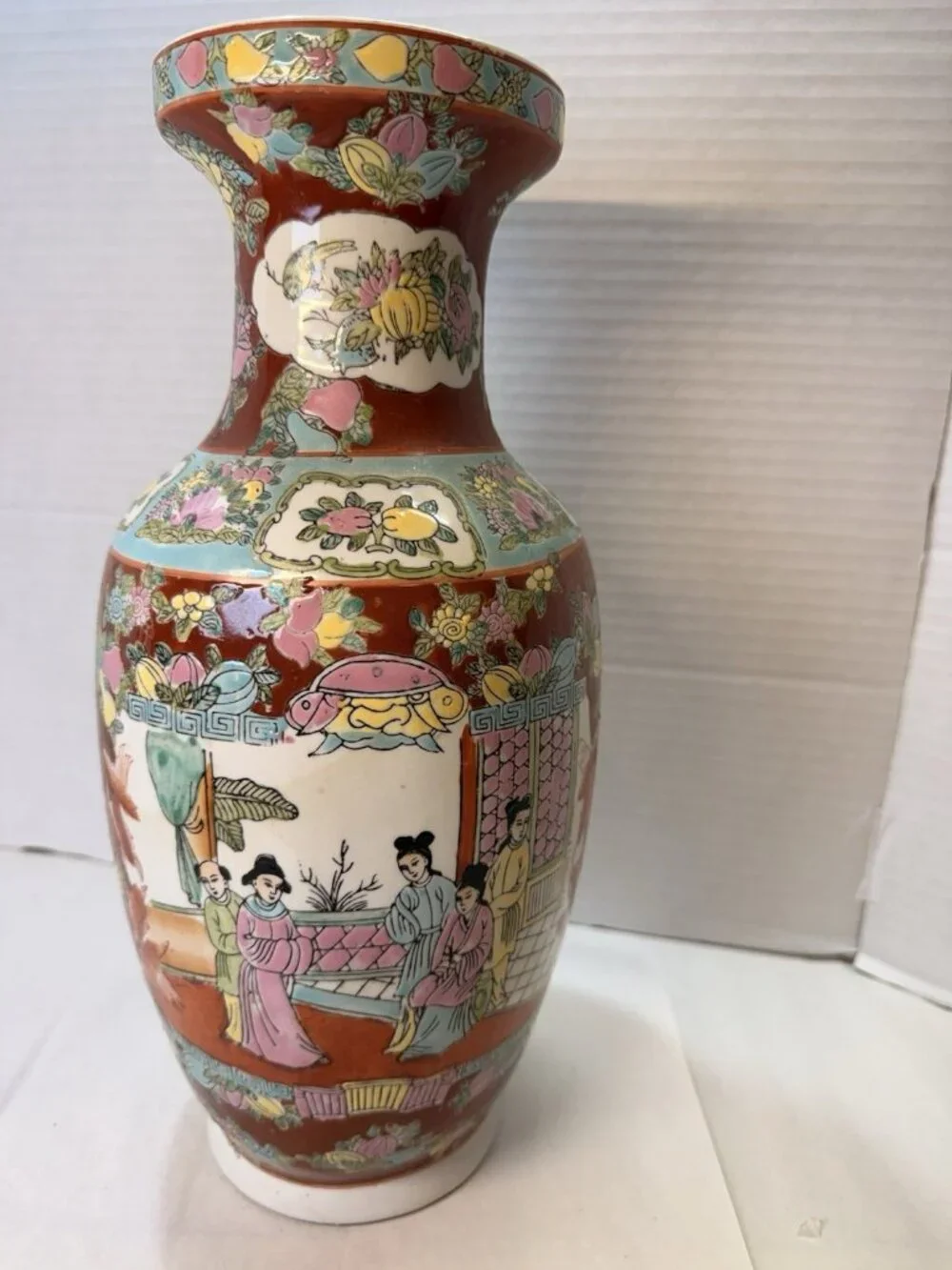 Vintage Chinese FamilleRose Style Decorative Porcelain Vase15”Hand Paintedfloral